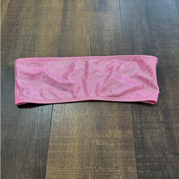 Dippin Daisy Metallic Pink Bandeau Bikini Swim Top Women’s Medium - Picture 2 of 11